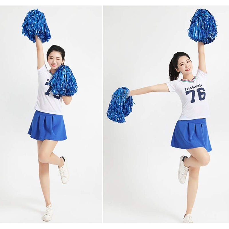 baotongle 12 PCS Cheerleading Squad Spirited Fun Poms Pompoms Cheer Costume Accessory for Party Dance Sports (Blues) - Image 4